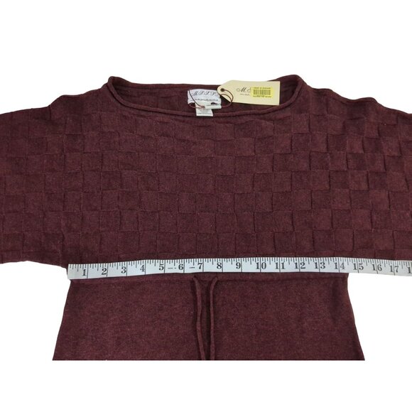 Max Studio Knit Top Womens XS Burgundy Short Sleeve Boho Work Casual - Picture 6 of 7
